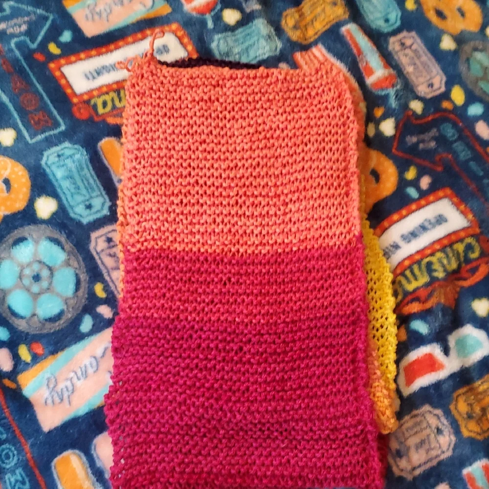 Handmade Pink and Red Knit Scarf - Picture 1 of 2